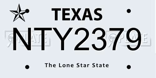 NTY2379 Texas License Plate