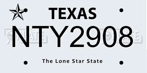 NTY2908 Texas License Plate
