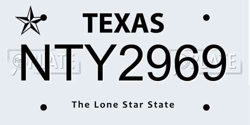 NTY2969 Texas License Plate
