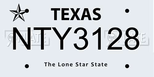 NTY3128 Texas License Plate