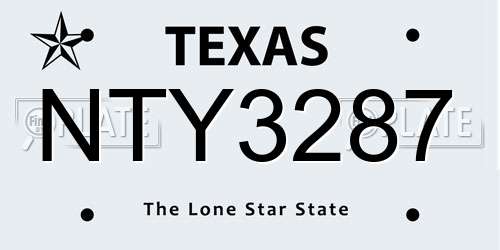 NTY3287 Texas License Plate