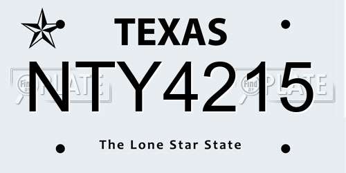 NTY4215 Texas License Plate