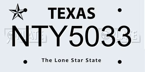 NTY5033 Texas License Plate