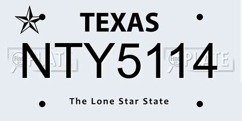 NTY5114 Texas License Plate