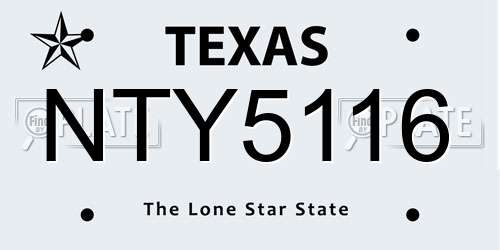 NTY5116 Texas License Plate