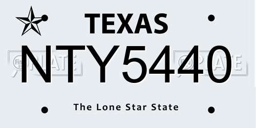 NTY5440 Texas License Plate