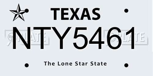 NTY5461 Texas License Plate