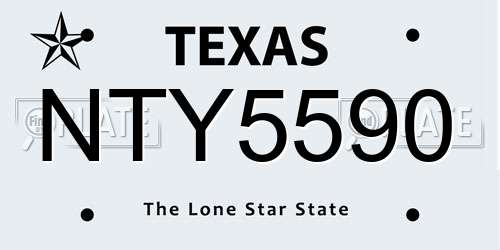 NTY5590 Texas License Plate
