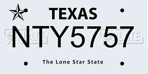 NTY5757 Texas License Plate