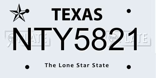 NTY5821 Texas License Plate