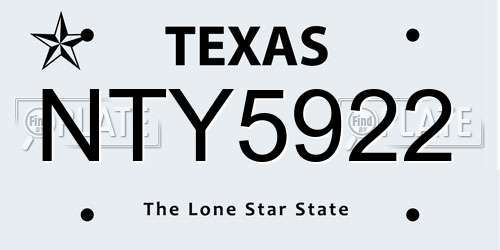 NTY5922 Texas License Plate