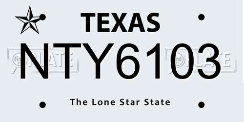 NTY6103 Texas License Plate