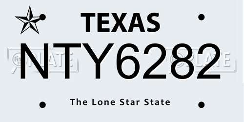 NTY6282 Texas License Plate