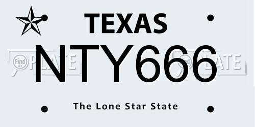 NTY666 Texas License Plate
