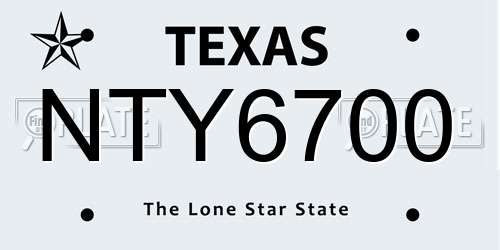 NTY6700 Texas License Plate