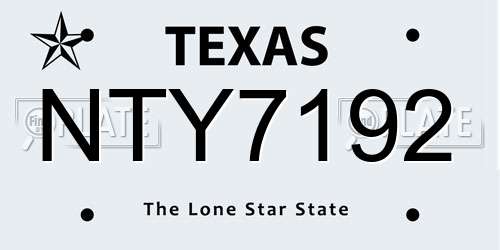 NTY7192 Texas License Plate