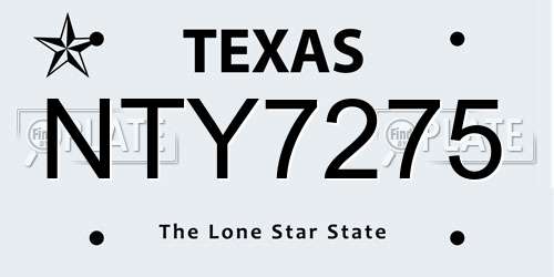 NTY7275 Texas License Plate