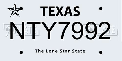 NTY7992 Texas License Plate