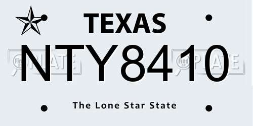 NTY8410 Texas License Plate