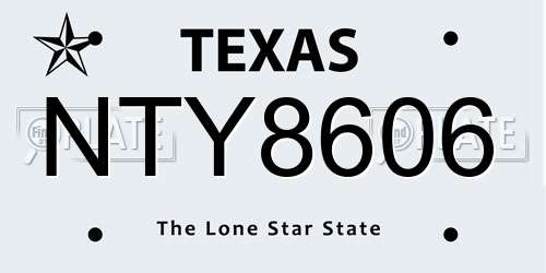NTY8606 Texas License Plate
