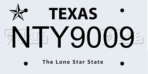 NTY9009 Texas License Plate