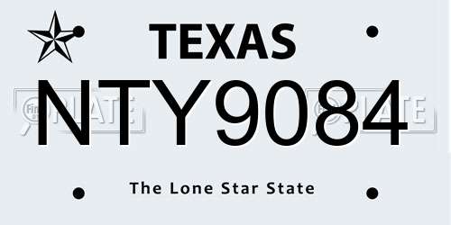 NTY9084 Texas License Plate