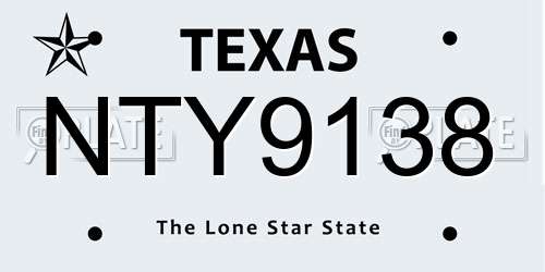 NTY9138 Texas License Plate