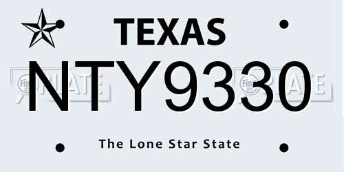NTY9330 Texas License Plate