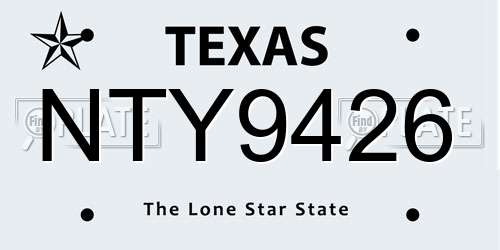 NTY9426 Texas License Plate