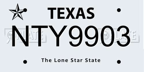 NTY9903 Texas License Plate