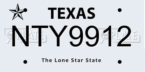 NTY9912 Texas License Plate