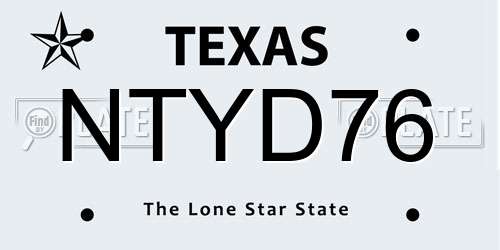 NTYD76 Texas License Plate