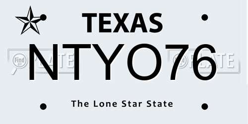 NTYO76 Texas License Plate