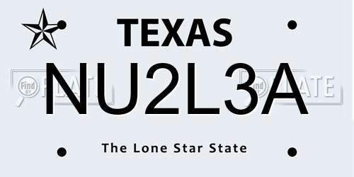 NU2L3A Texas License Plate