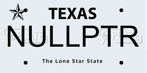NULLPTR Texas License Plate