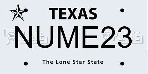 NUME23 Texas License Plate
