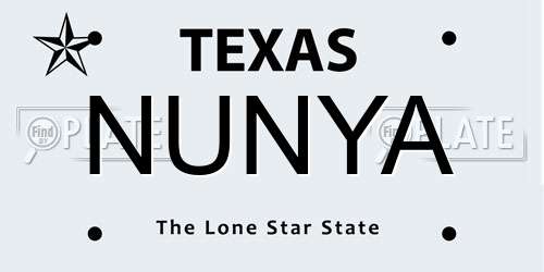 NUNYA Texas License Plate