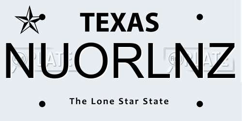 NUORLNZ Texas License Plate