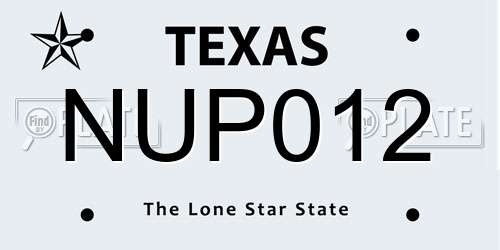 NUP012 Texas License Plate