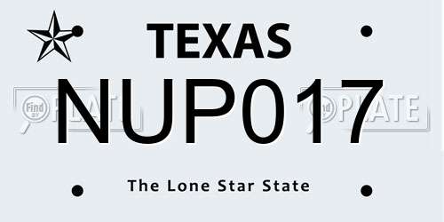 NUP017 Texas License Plate