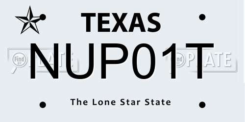 NUP01T Texas License Plate