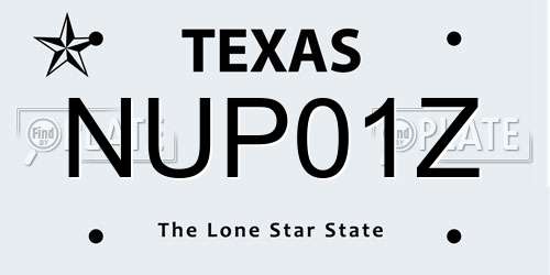 NUP01Z Texas License Plate