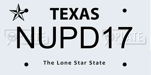 NUPD17 Texas License Plate