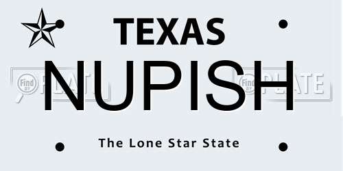 NUPISH Texas License Plate