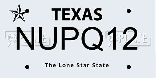 NUPQ12 Texas License Plate