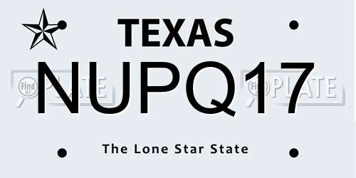 NUPQ17 Texas License Plate