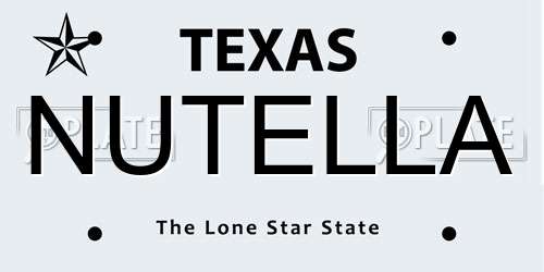 NUTELLA Texas License Plate