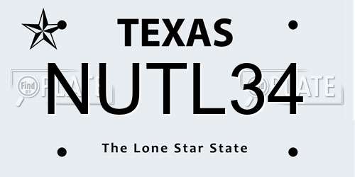 NUTL34 Texas License Plate