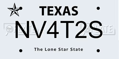 NV4T2S Texas License Plate