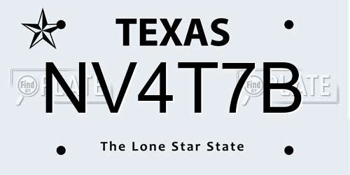 NV4T7B Texas License Plate